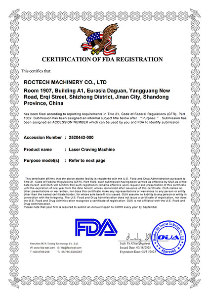 ROCLAS LASER FDA Certification for Laser Engraving