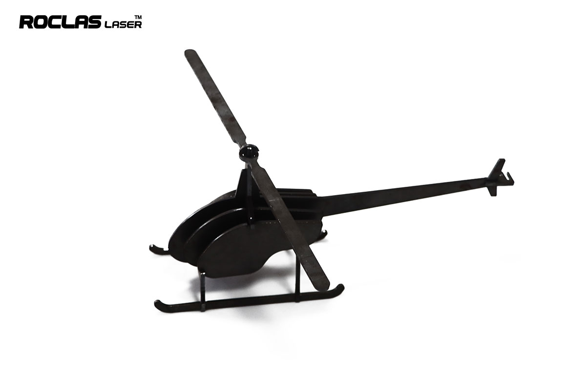 3000W fiber laser cutting machine cutting carbon steel helicopter model